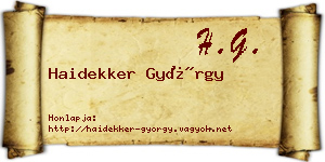 Haidekker György névjegykártya