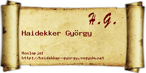 Haidekker György névjegykártya